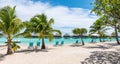 Luxury travel resort at tropical beach of French Polynesia, Society Islands. Royalty Free Stock Photo