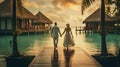 Luxury travel, romantic beach getaway holidays for honeymoon couple, tropical vacation