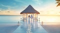 Luxury travel, romantic beach getaway holidays for honeymoon couple, tropical vacation