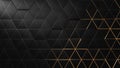 Luxury triangle abstract black metal background with golden light lines Royalty Free Stock Photo
