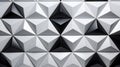 Luxury triangle abstract black and white semi-gloss metal background. dark 3d geometric by Generative AI