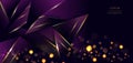 Luxury triangle elegant purple with golden lines and light effect and bokeh with copy space for text. Template award design