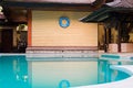 Luxury tropical pool in cozy hotel
