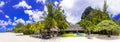 Luxury tropical vacation. Beautiful beach scenery . Le Morne, Mauritius island Royalty Free Stock Photo