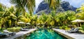 Luxury tropical vacation.Spa swimming pool, Mauritius island