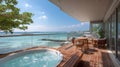 Luxury Tropical Villa with Ocean View and Hot Tub Royalty Free Stock Photo