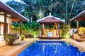 Luxury, tropical villa, Phuket Thailand at twilight