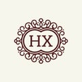 HX Letter logo elegant Swirl Monogram design