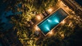 Luxury Villa, Swimming Pool, Night view . Royalty Free Stock Photo