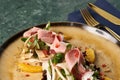 Luxury vegetable salad with Smoked duck breast. Royalty Free Stock Photo