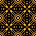 Luxury Versace Pattern with Golden Motifs on Black Background. Ready for Textile Prints. Royalty Free Stock Photo