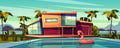 Luxury villa with swimming pool cartoon vector