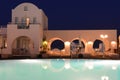 Luxury villa with private pool at night, Oia, Santorini Royalty Free Stock Photo