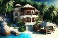 luxury villa, with private swimming pool and hot tub, on secluded tropical beachfront