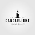 Luxury Vintage Candle Light Flame Logo Design Illustration