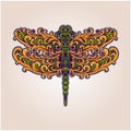 Luxury vintage dragonfly ornament illustration