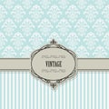 Luxury vintage frame on damask and striped seamless patterns. Baroque style Royalty Free Stock Photo