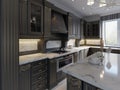 Luxury vintage kitchen interior with dining area