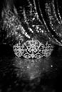 Luxury vintage princess, queen crown. Black and white Royalty Free Stock Photo