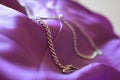 Luxury violet silk with golden necklace