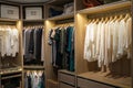 Luxury walk in closet / dressing room with lighting Royalty Free Stock Photo