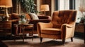 luxury Warm toned armchair in a living room interior