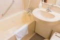 Luxury wash basin and bathtub in a bathroom, an interior modern