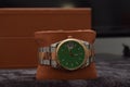 Luxury watch decorated with diamonds and jade,