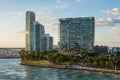 Luxury waterfront homes and South Pointe Park in Miami Beach, Florida, USA Royalty Free Stock Photo