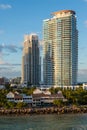 Luxury waterfront homes and South Pointe Park in Miami Beach, Florida, USA Royalty Free Stock Photo