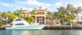 Luxury Waterfront Mansion in Fort Lauderdale Florida Royalty Free Stock Photo