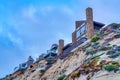 Luxury waterfront houses on steep mountain with San Diego California ocean view Royalty Free Stock Photo