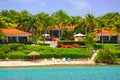 Luxury waterfront mansion with beach on Antigua Royalty Free Stock Photo