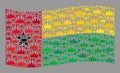 Luxury Waving Guinea-Bissau Flag - Mosaic with Crown Objects