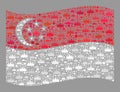 Luxury Waving Singapore Flag - Mosaic with Imperial Objects