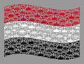 Luxury Waving Yemen Flag - Collage with Imperial Elements