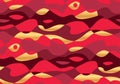 Luxury wavy fancy repit motif in red and gold colors Royalty Free Stock Photo