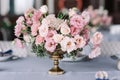 The luxury wedding bouquet on the holiday table adorns the table for guests Royalty Free Stock Photo