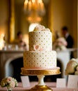 Luxury wedding cake, exclusive high-end design, beautifully decorated professional multi tier premium cake as main