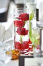 Luxury wedding decoration with red roses in a glass Royalty Free Stock Photo