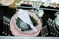 Luxury wedding decoration of the table Royalty Free Stock Photo