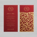 Luxury wedding invitation or greeting card with vintage floral o Royalty Free Stock Photo