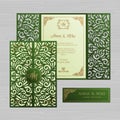 Luxury wedding invitation or greeting card with vintage floral o Royalty Free Stock Photo