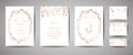 Luxury Wedding Save the Date, Invitation Cards Collection with Gold Foil Eucalyptus Leaves and Wreath. trendy cover Royalty Free Stock Photo