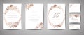 Luxury Wedding Save the Date, Invitation Cards Collection with Gold Foil Flowers and Leaves and Wreath. Vector trendy cover