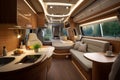 Luxury on Wheels: Tourist Camper Interior with Kitchen. Generative By Ai