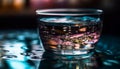 Luxury whiskey cocktail splashing on wet table generated by AI