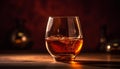 Luxury whiskey glass reflects golden elegance and wealth generated by AI Royalty Free Stock Photo