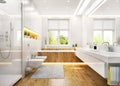 Luxury white bathroom in modern house. Royalty Free Stock Photo