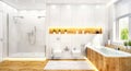 Luxury white bathroom in modern house. Royalty Free Stock Photo
